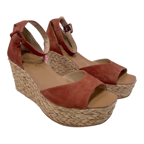 42 Gold MINDIE PLATFORM WEDGE SANDAL IN TOBACCO SUEDE size 40/9 - Picture 5 of 12